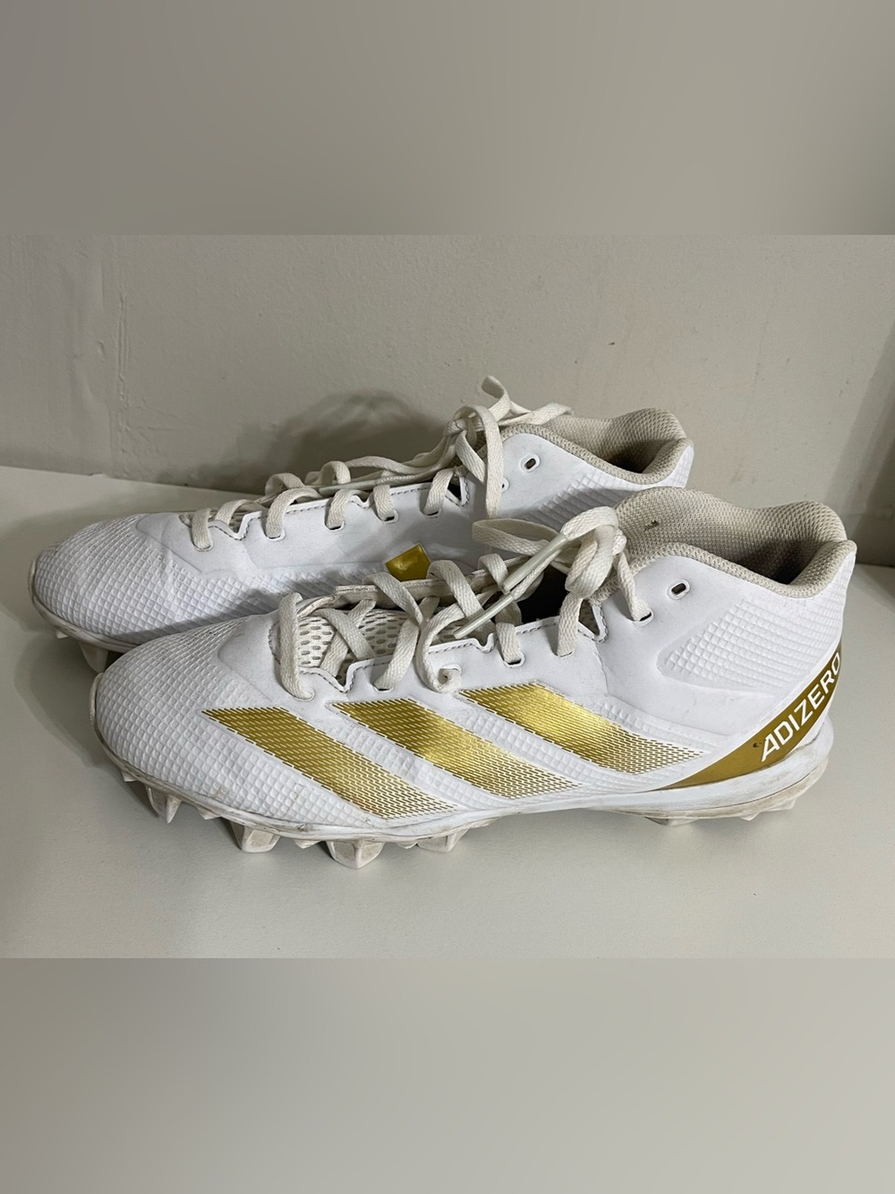 adidas Adizero Impact Men’s White & Gold Football Cleats Size 9